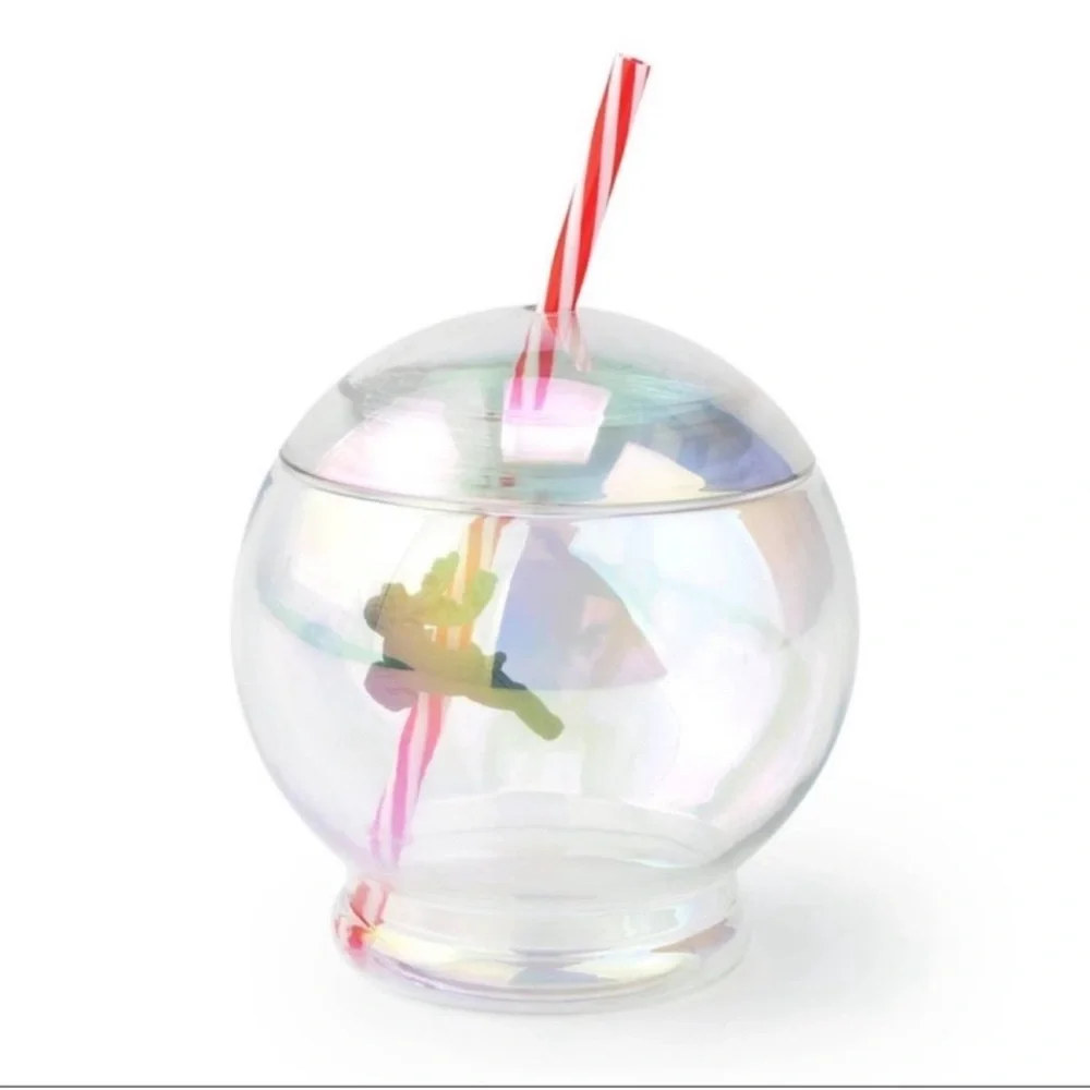 3 for $15 SALE Target Bullseye Reindeer Christmas Iridescent Cup w/ straw
